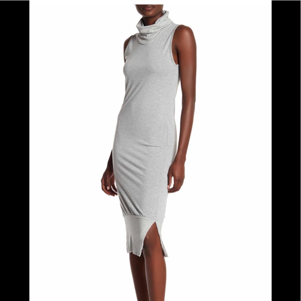 Gray Sleeveless Turtleneck Dress